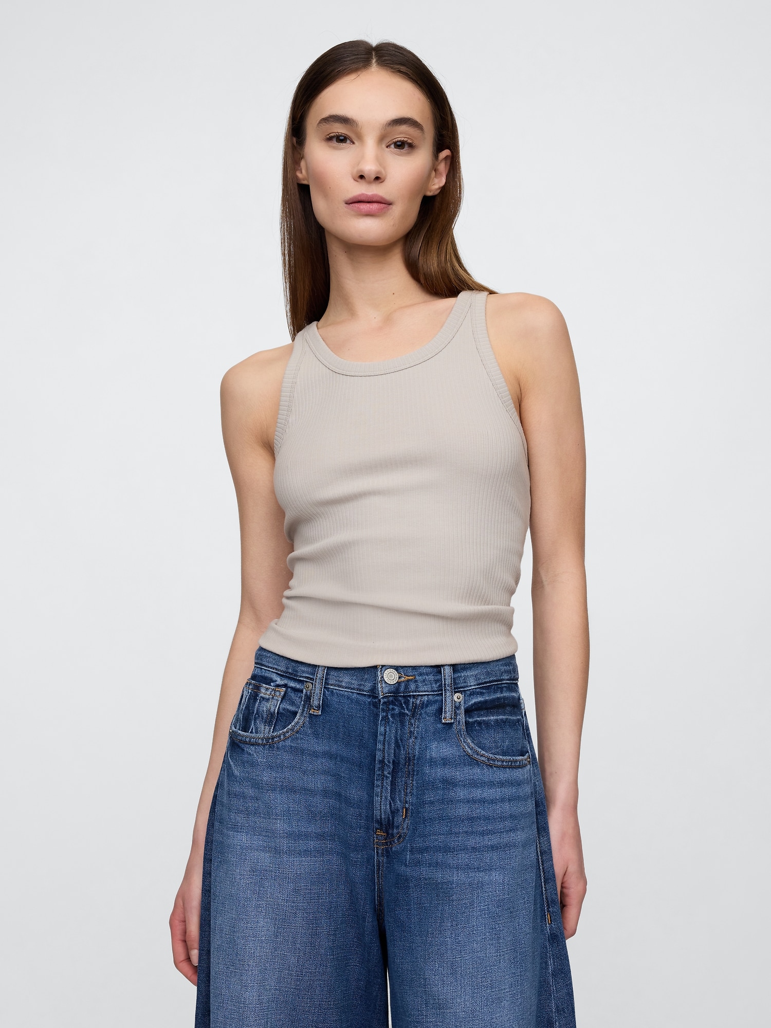 Ribbed Scoopneck Tank Top