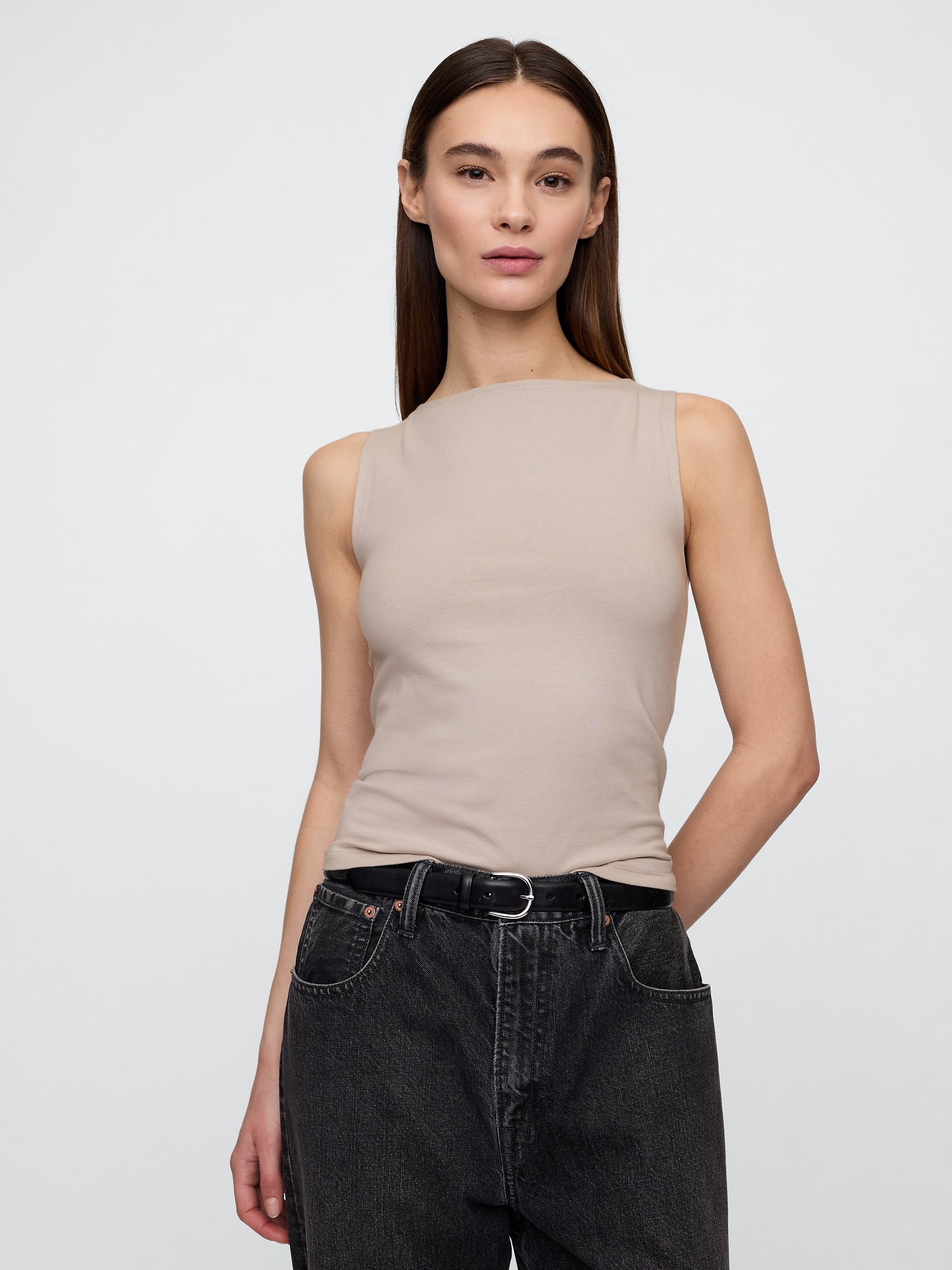 Ribbed Boatneck Tank Top