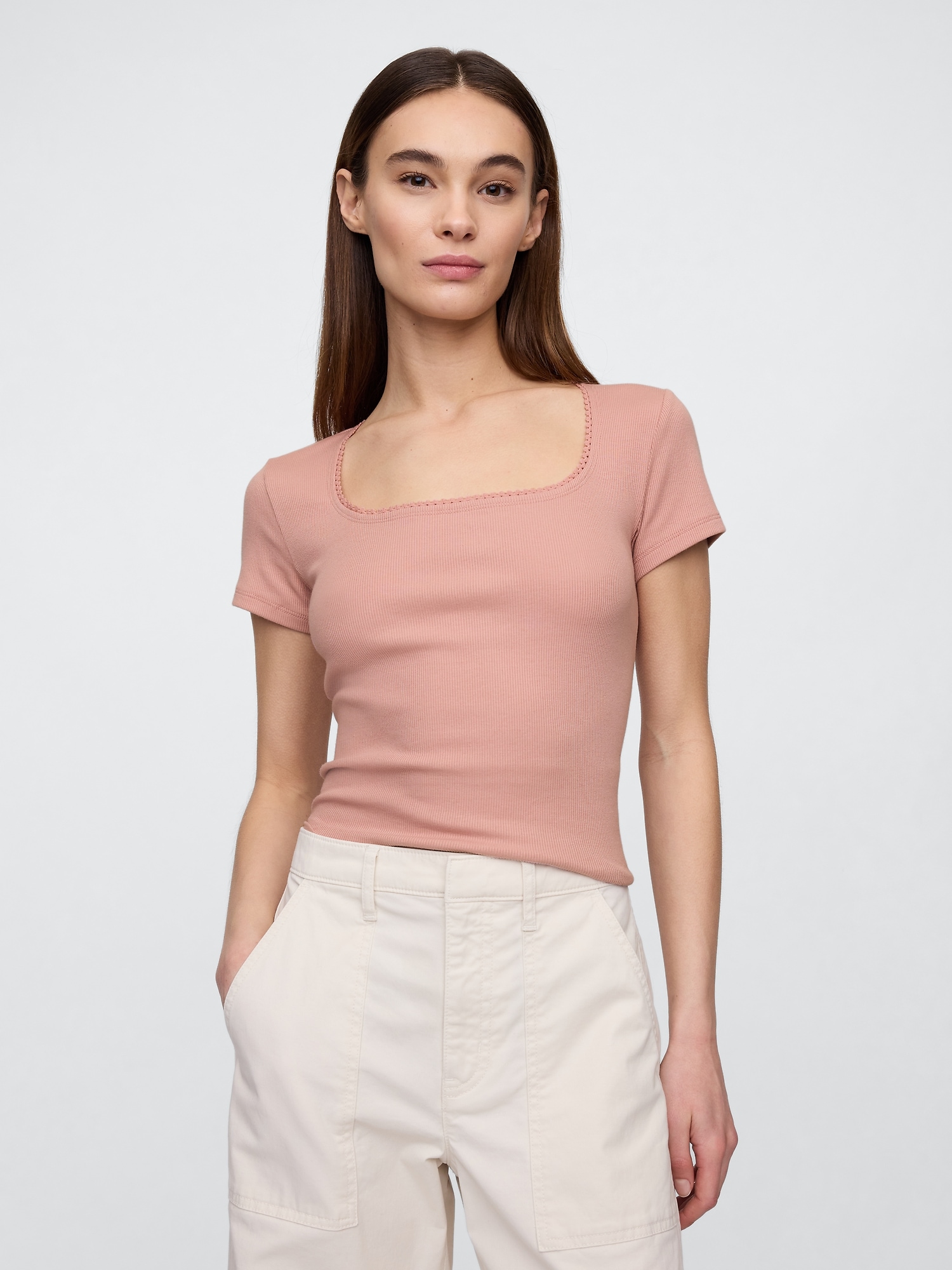 Ribbed Scoopneck Top