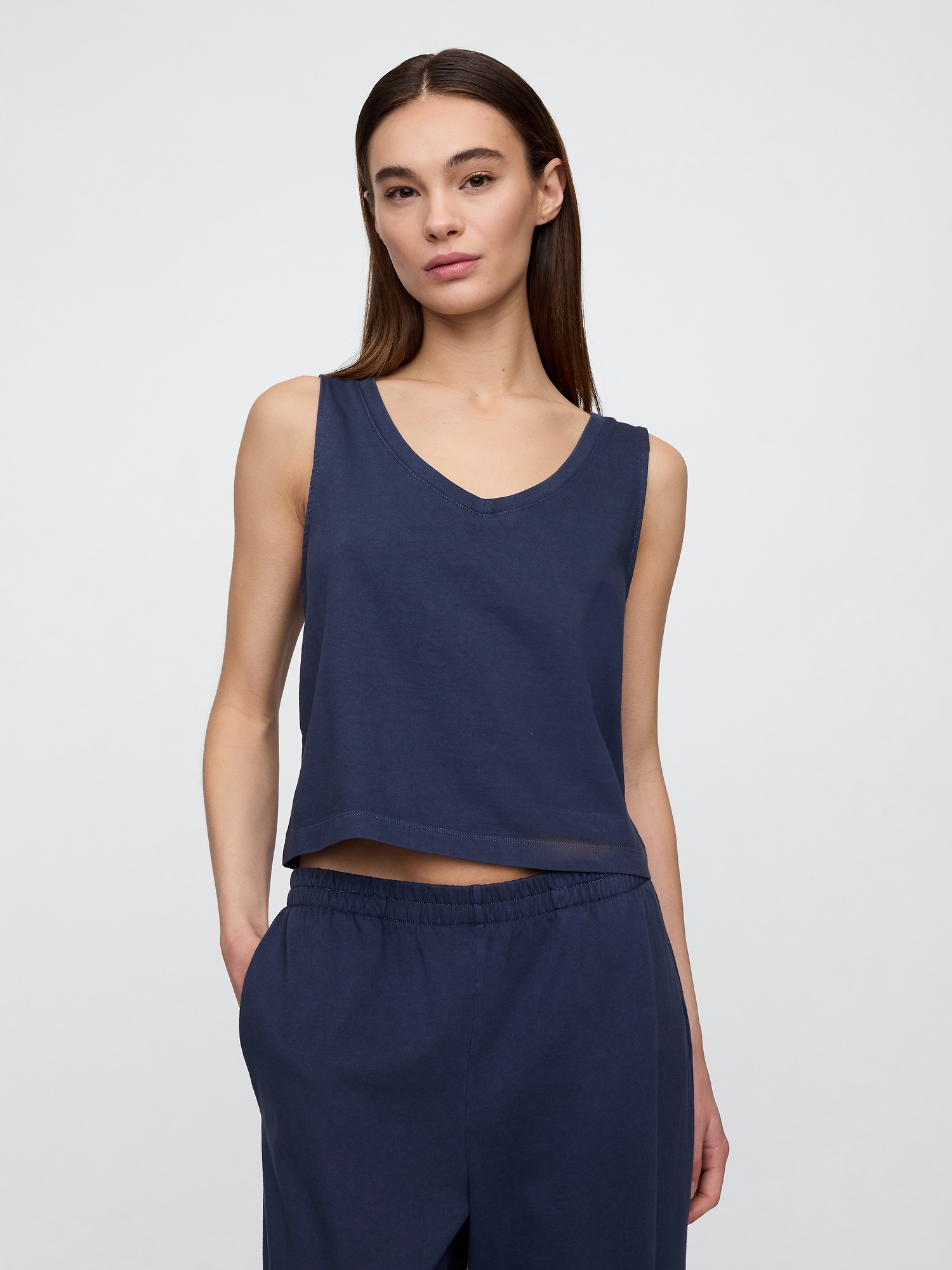 V-Neck PJ Shell Tank Top