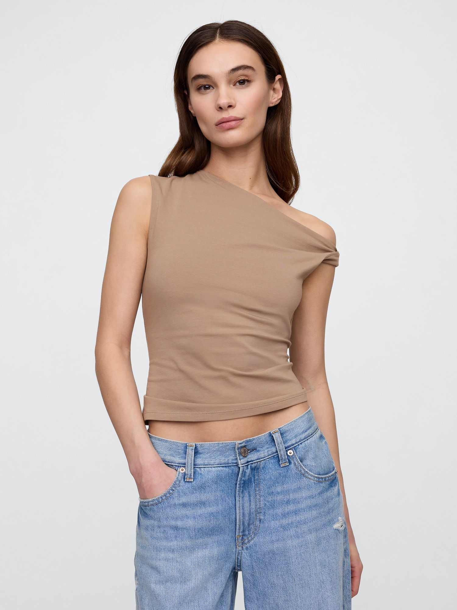 Sleeveless One-Shoulder Top