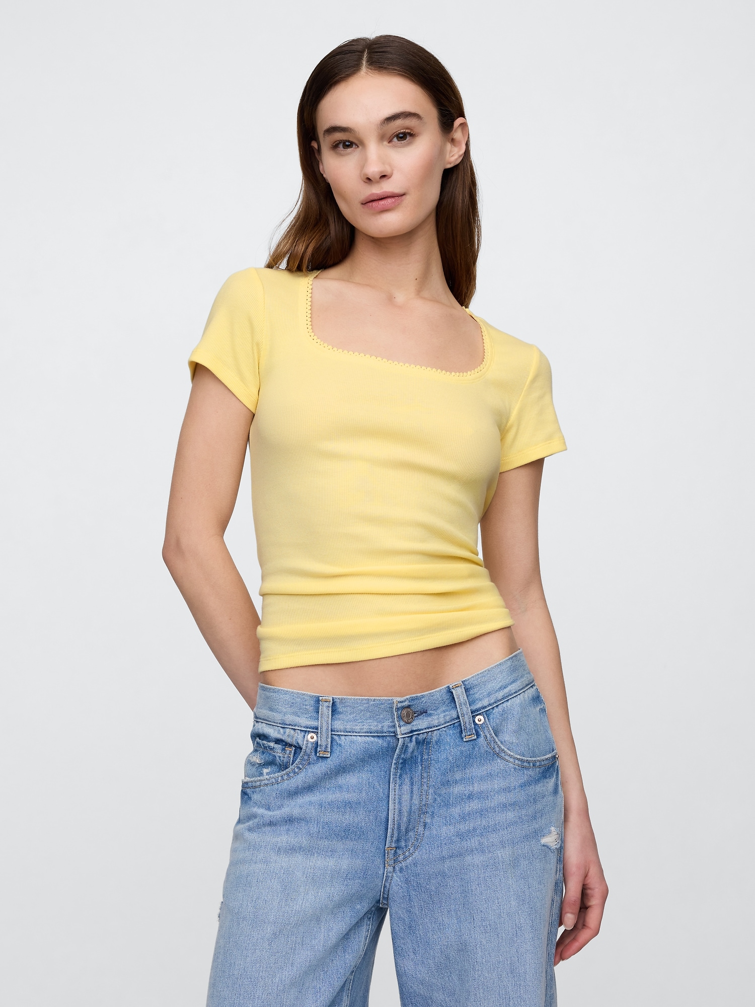 Ribbed Scoopneck Top