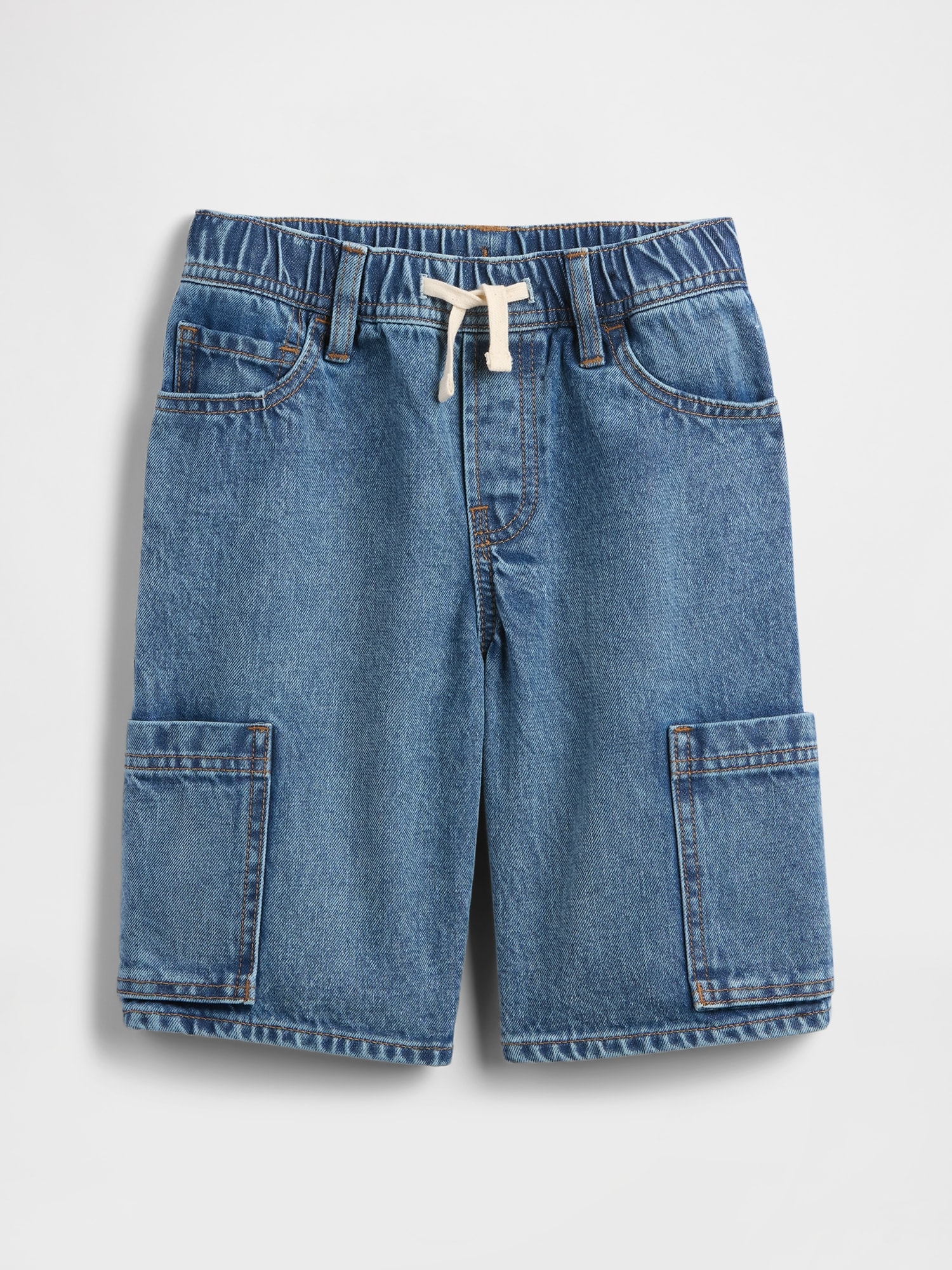 Kids Pull-On Loose Denim Cargo Shorts