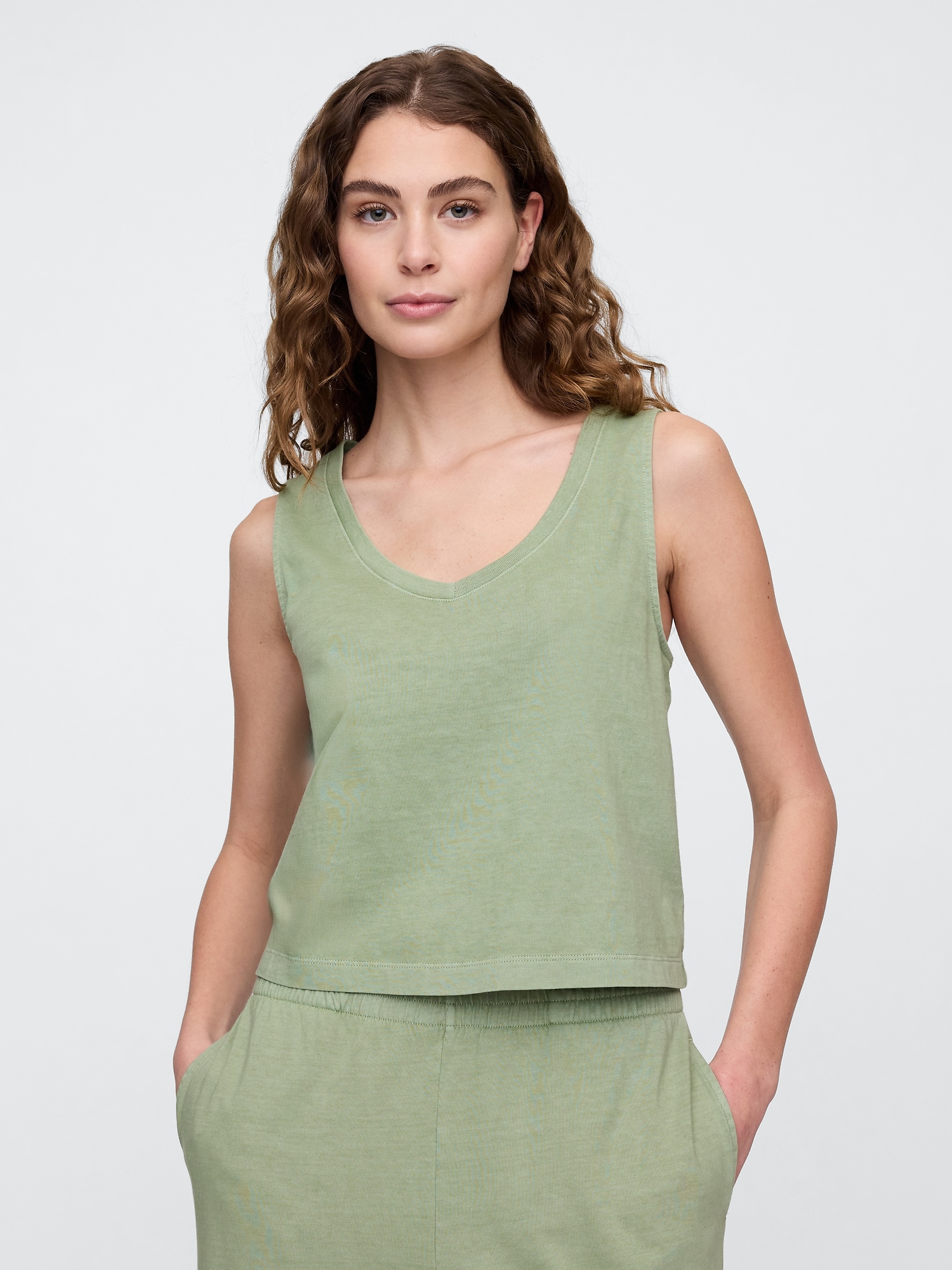 V-Neck PJ Shell Tank Top