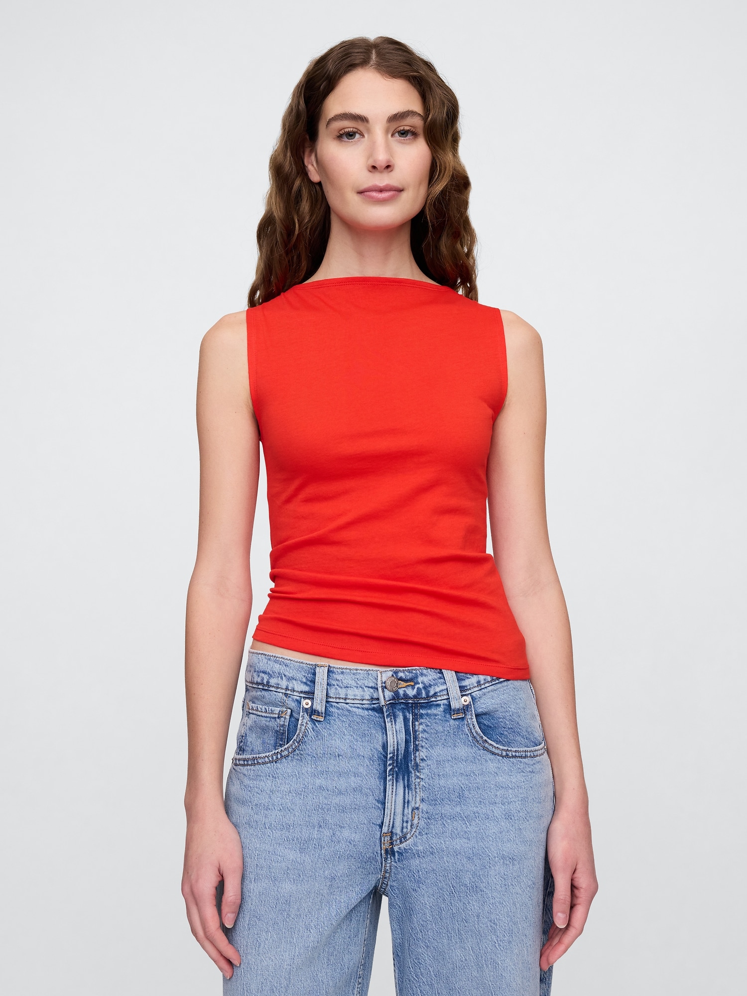 Ribbed Boatneck Tank Top