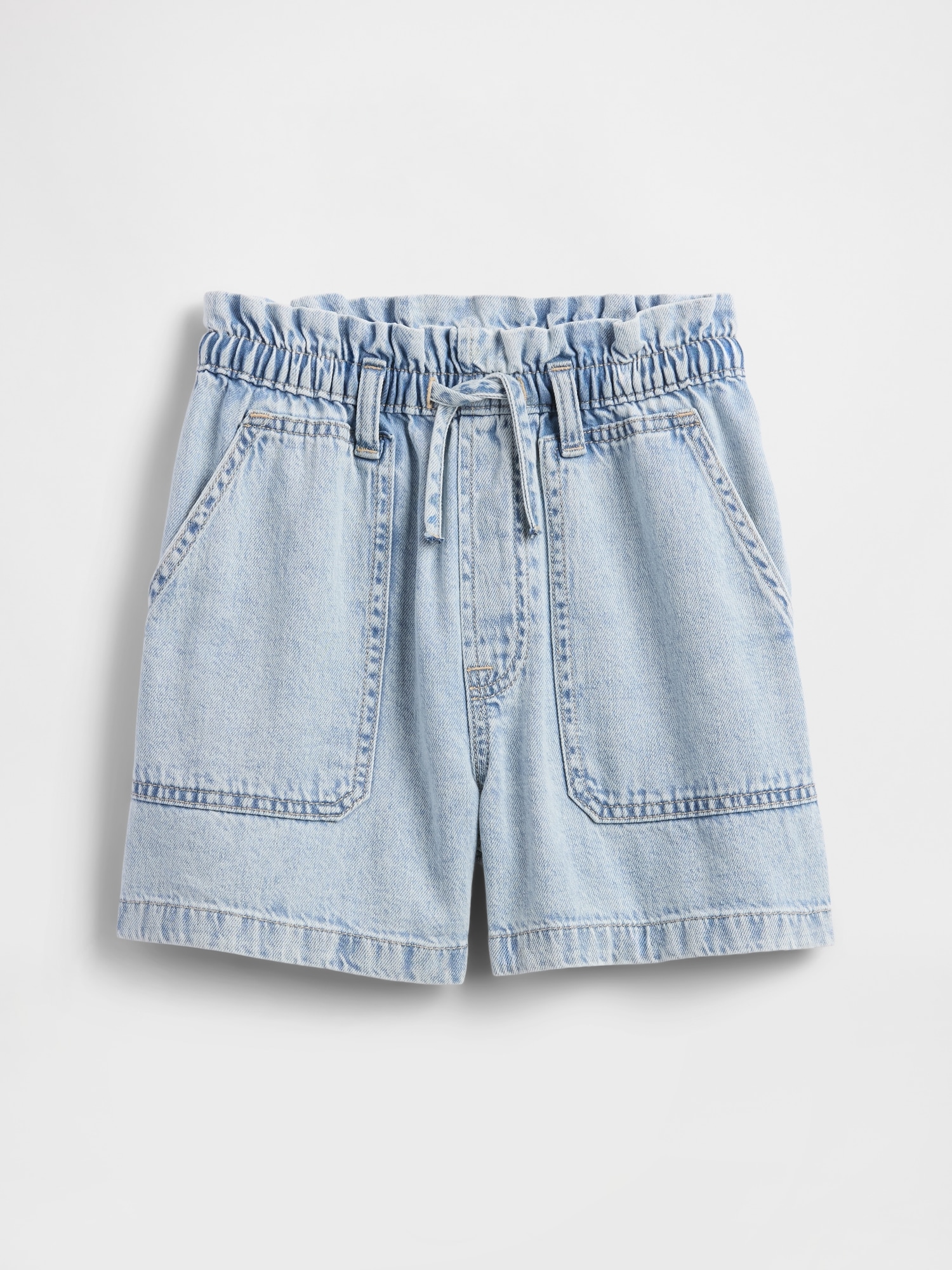 Kids High Rise Relaxed Pull-On Utility Shorts - Blue