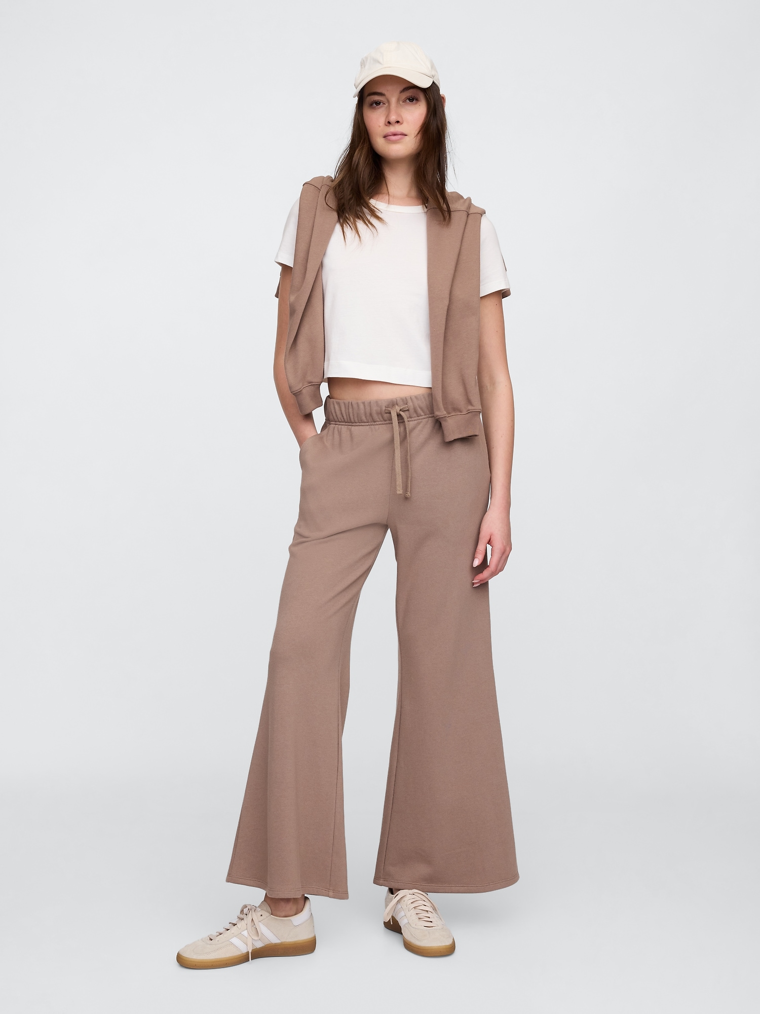 Pull-On Wide-Leg Flare Sweatpants