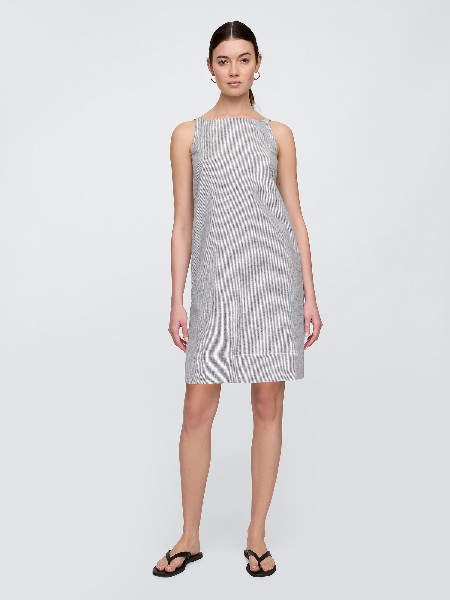 Linen-Blend Apron Mini Dress