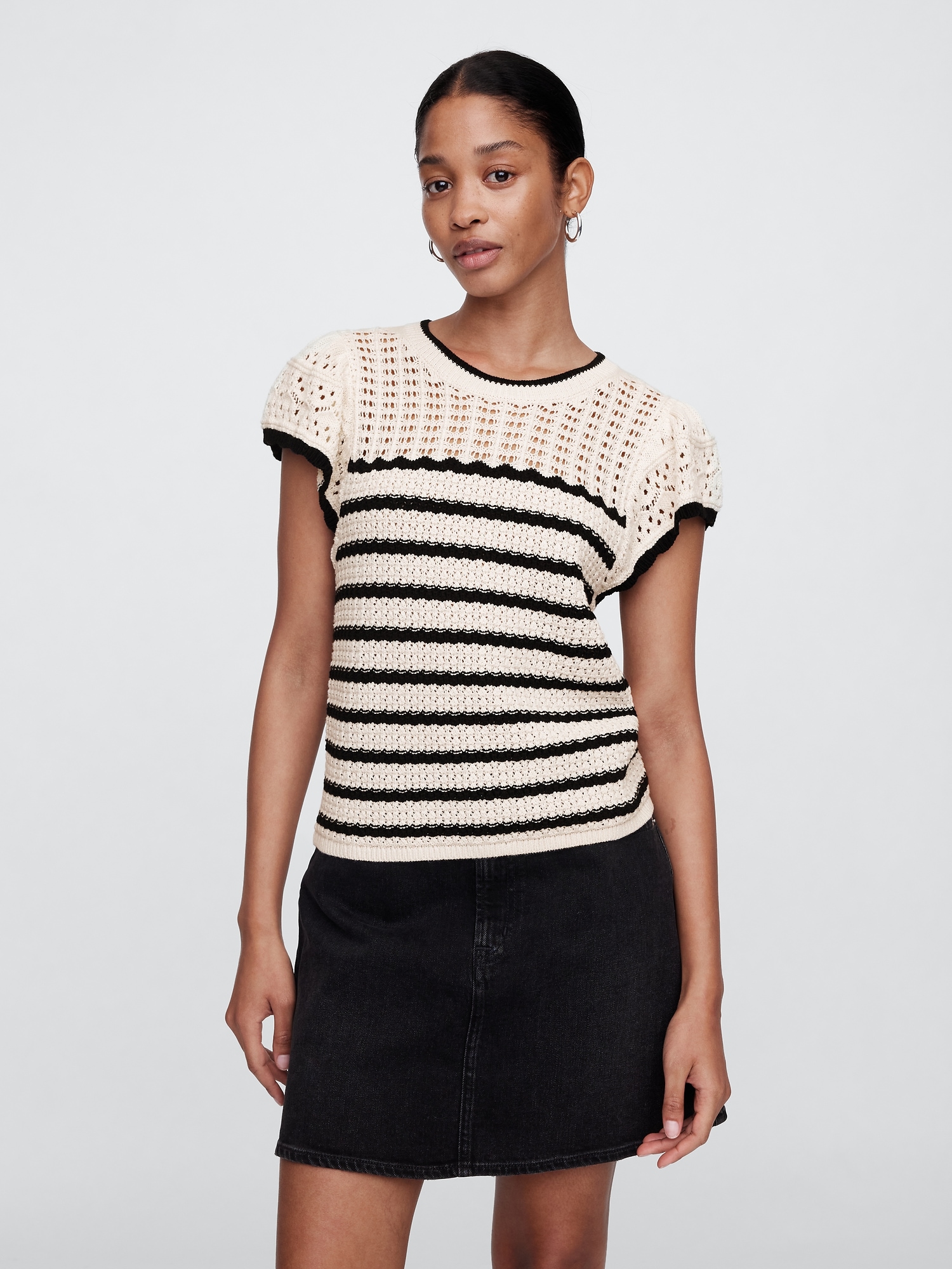 Mixed-Stitch Sweater Top