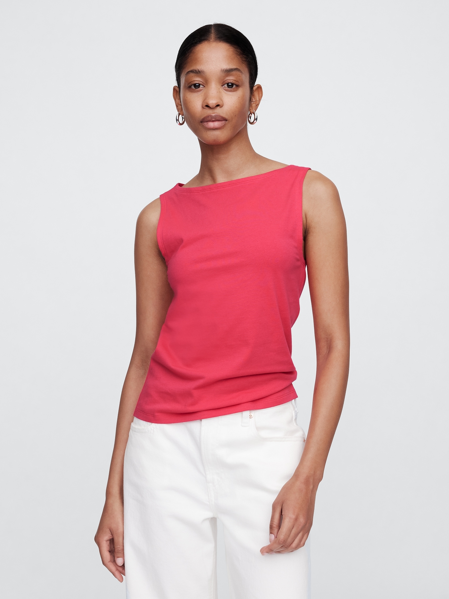 Ribbed Boatneck Tank Top