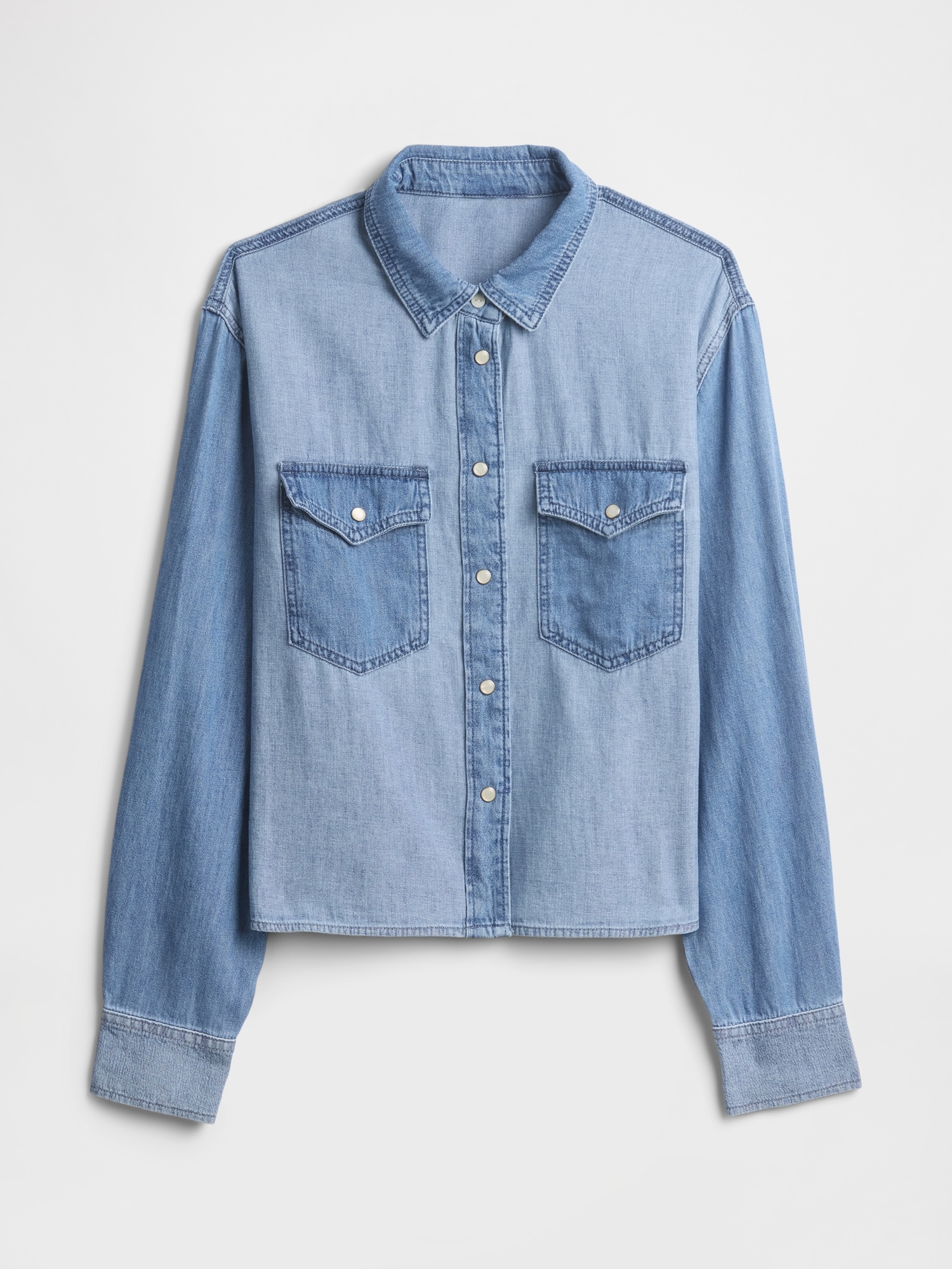 Cropped Denim Western Shirt