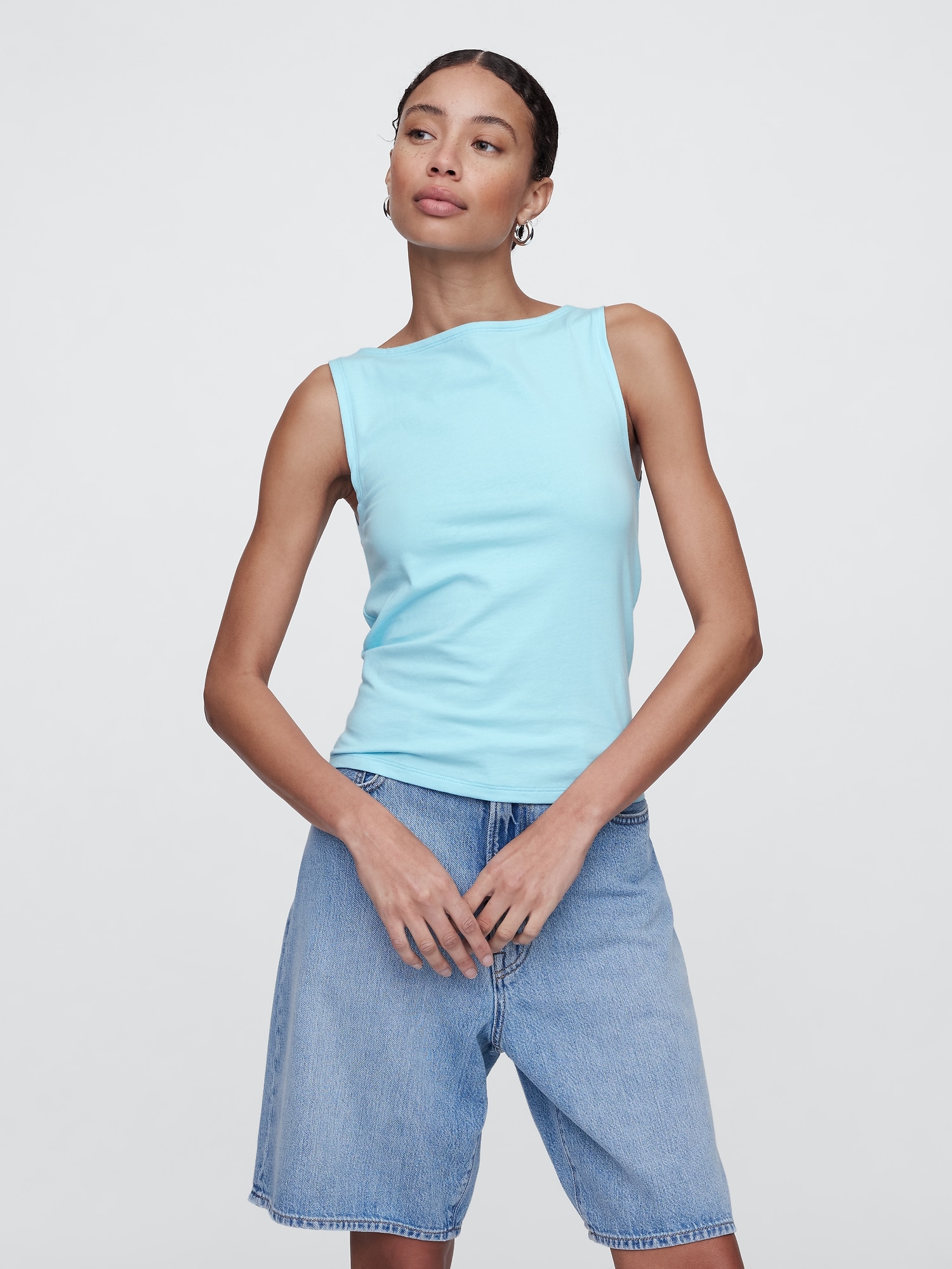 Ribbed Boatneck Tank Top