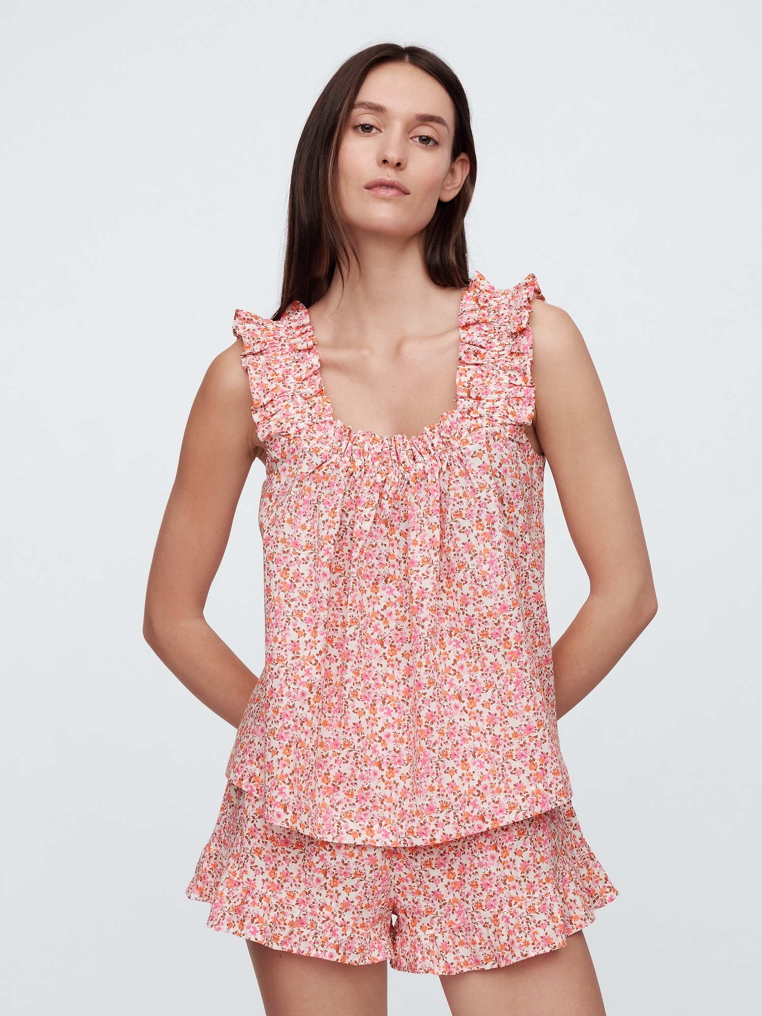 Relaxed Poplin Ruffle PJ Top